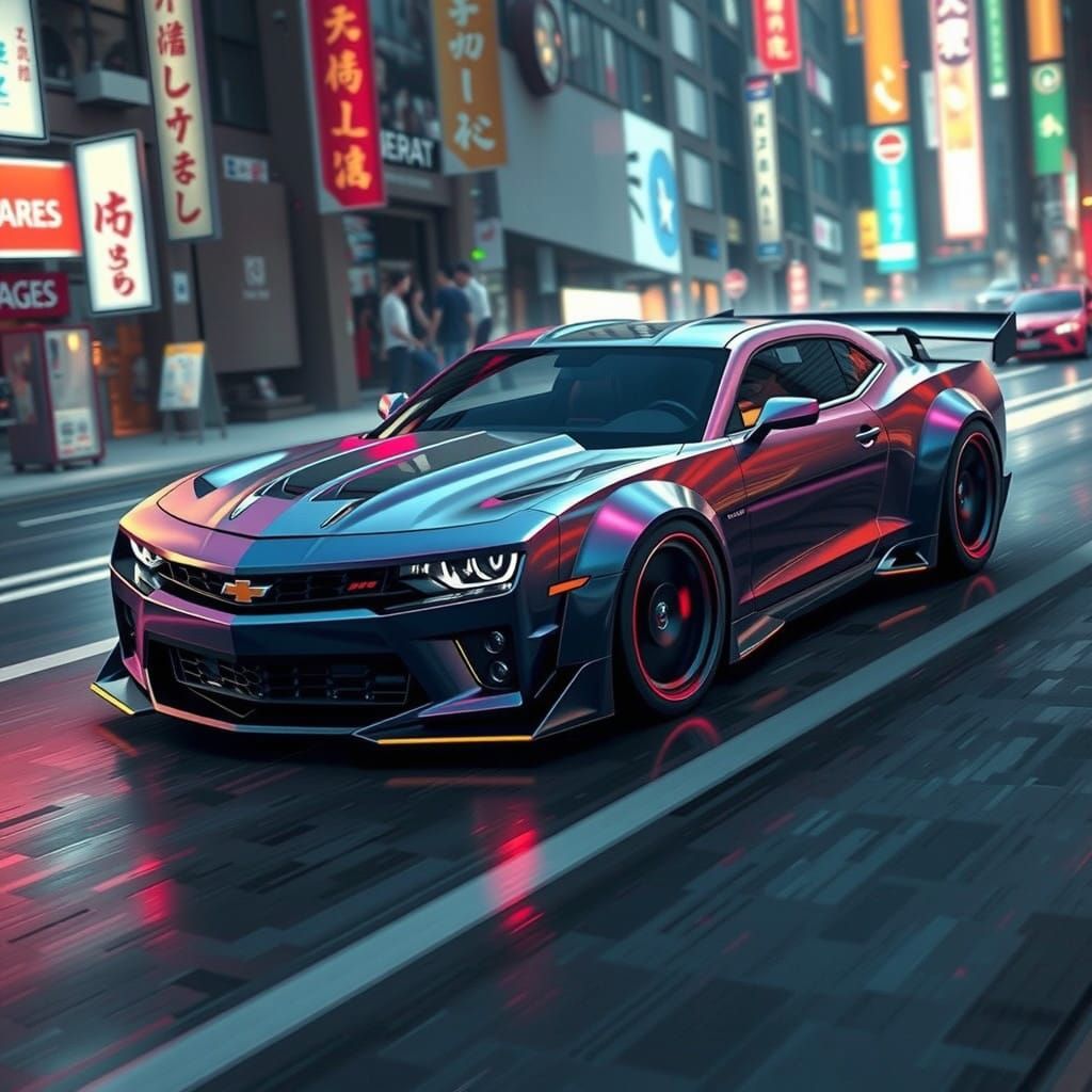 Futuristic Muscle Car with Neon Dreamscape