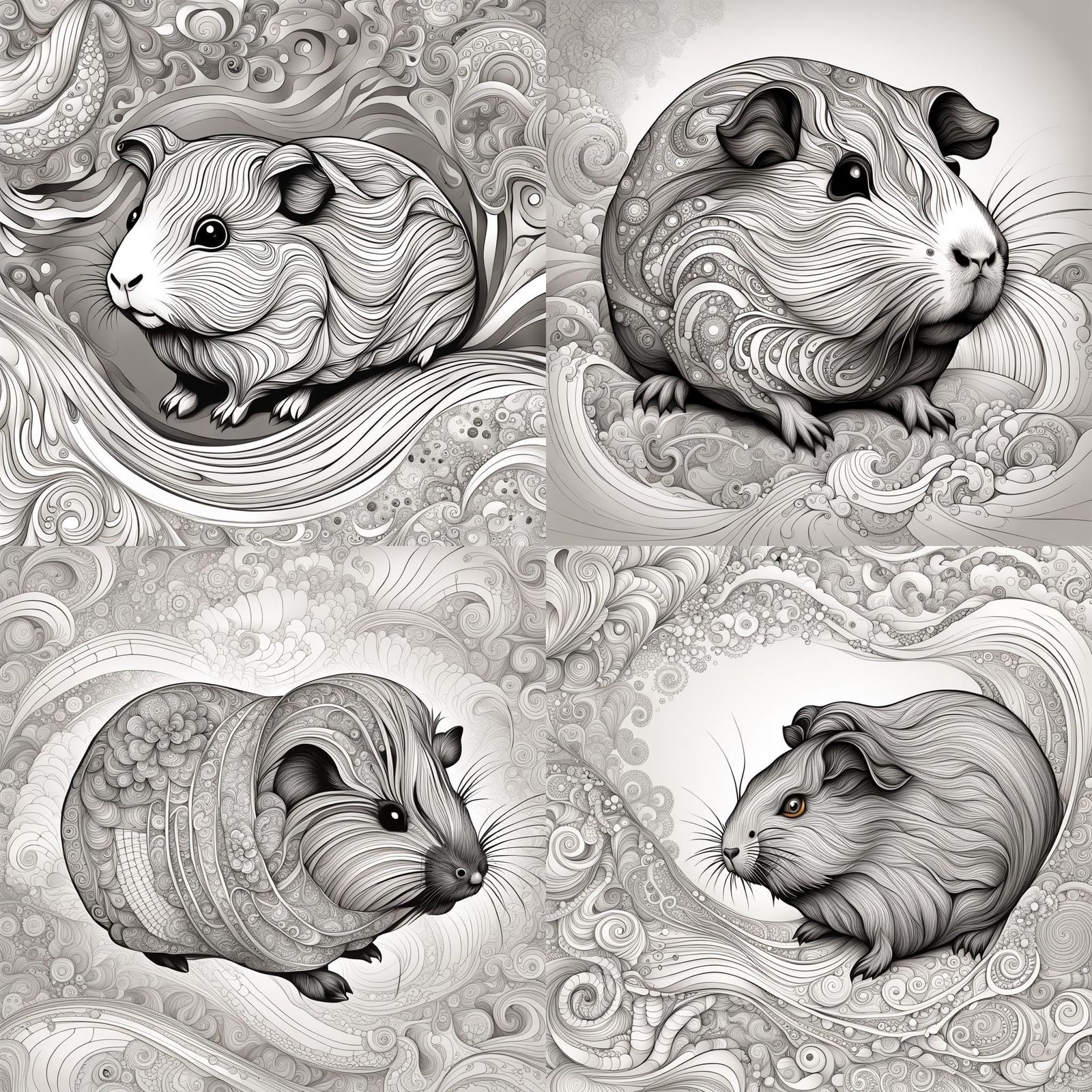 Abstract Guinea Pig in Time, Fractal Vector Art