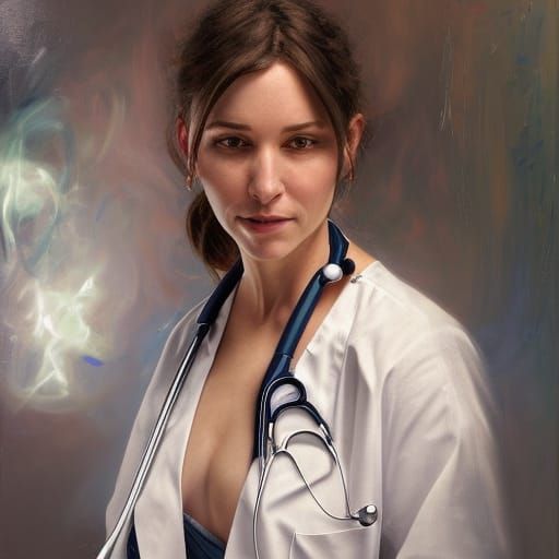 Intricate Oil Painting of a Crazy Doctor Experimenting