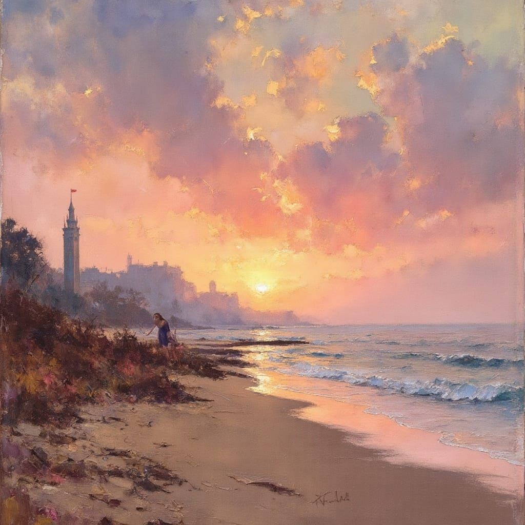 Pastel Summer Sunset by the Boardwalk