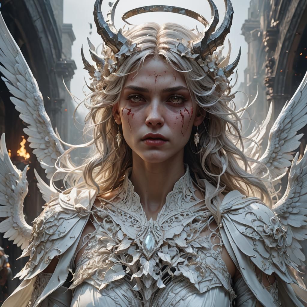 Angelic Figure Emerging from the Underworld: Hyperrealistic ...