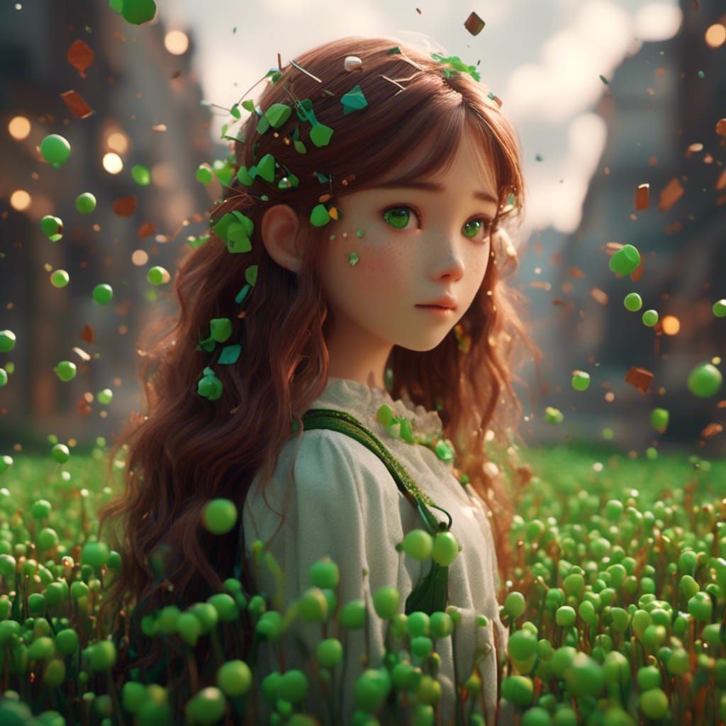 Girl with Brown Hair and Green Eyes