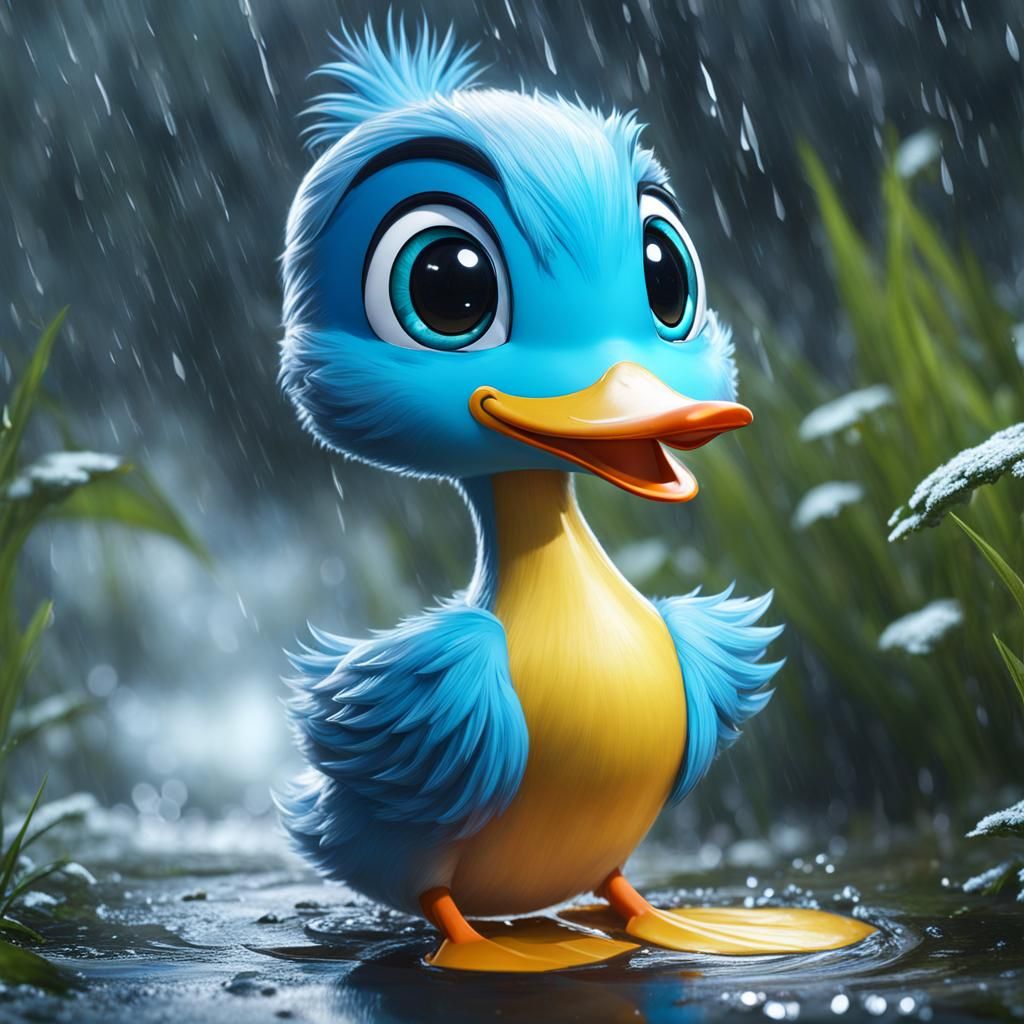 Happy Duckbill in Rain: Fantasycore Artwork