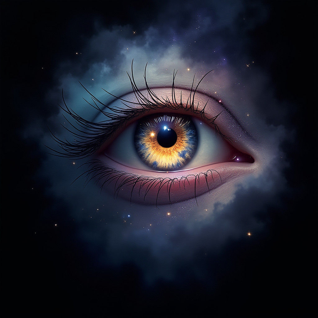 Mystical Eye Radiating Cosmic Love in Fantasy Art Style