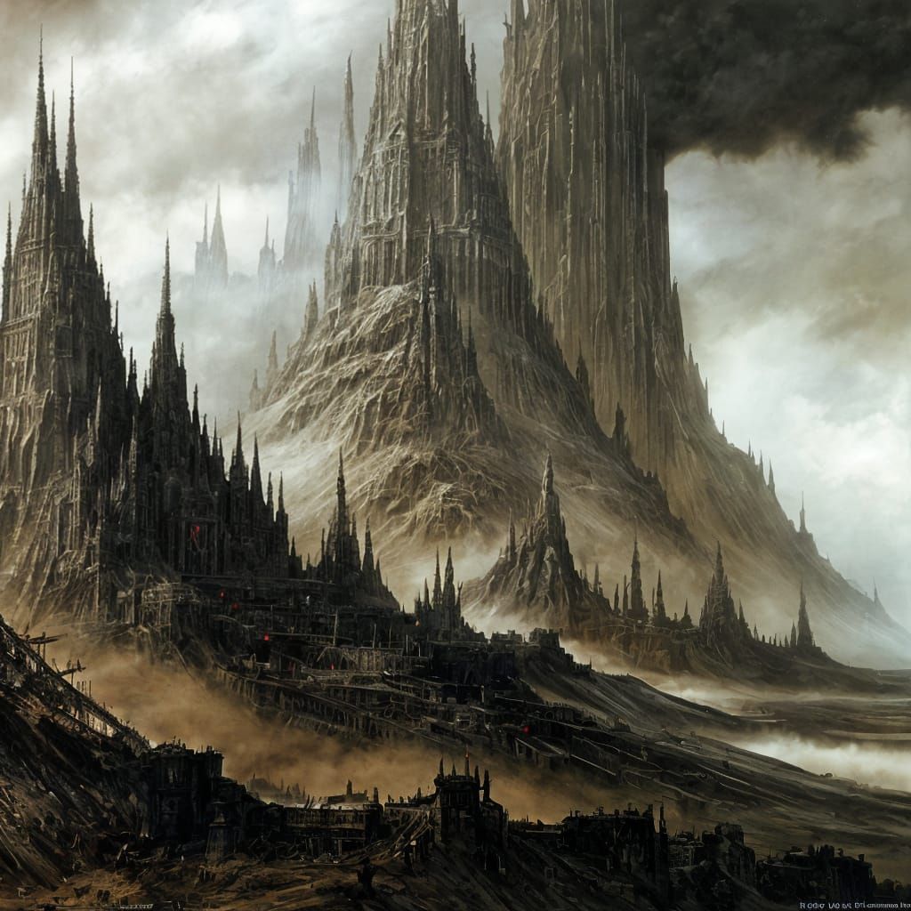 Grimdark Fortress in Barren Wasteland