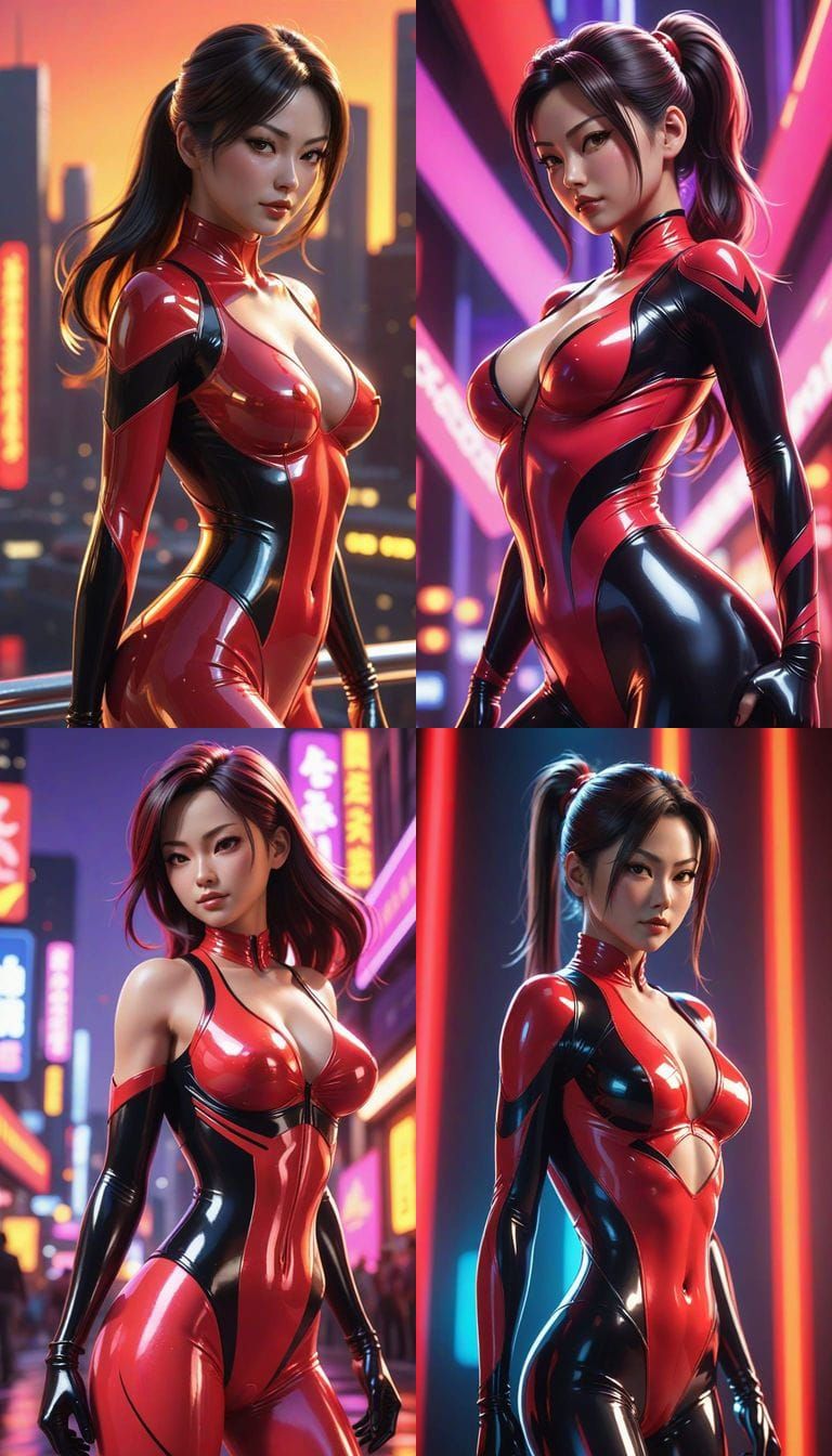 Mai Shiranui in Cyberpunk Chic Latex Bodysuit