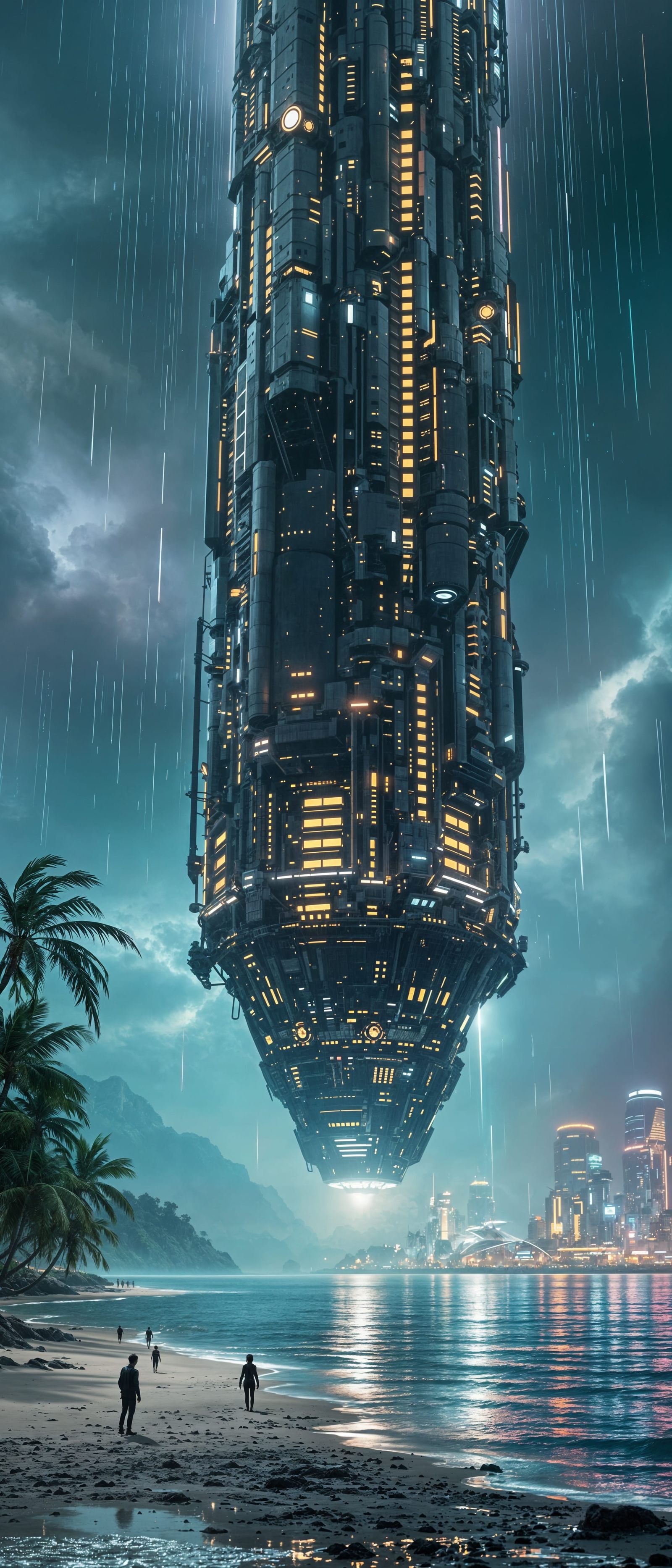 Science Fiction Mothership Descends on Tropical City