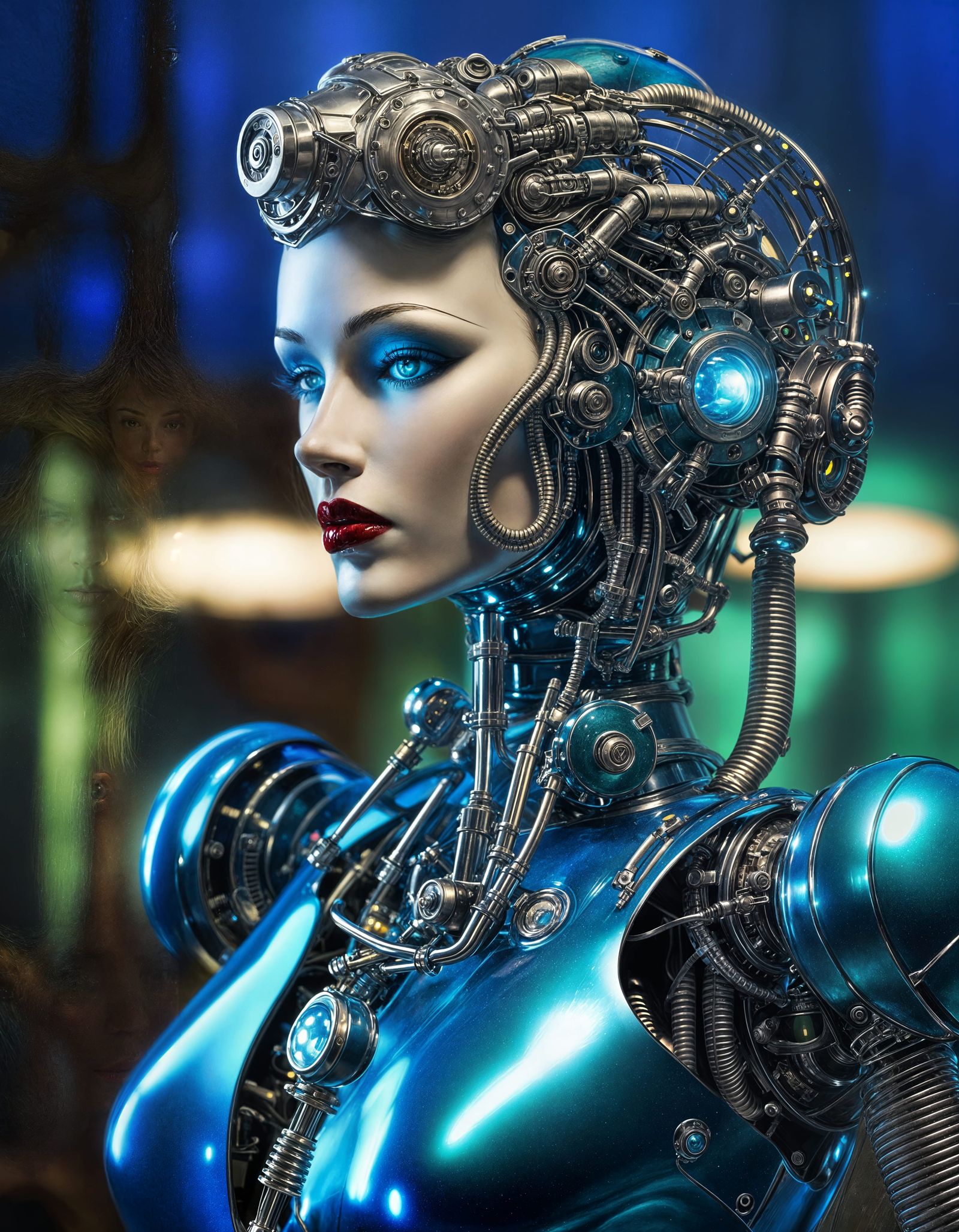 Robot Woman in Space Swamp, Pulp Comic Style