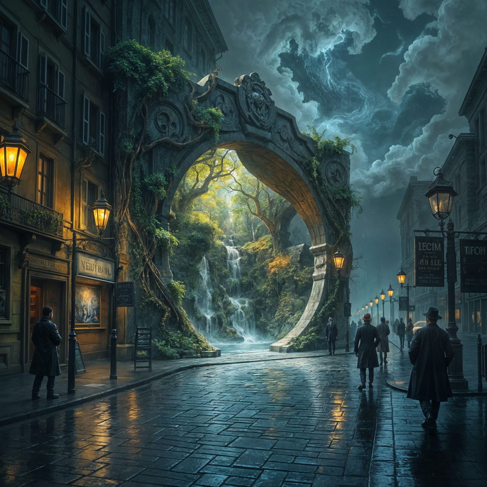 Surreal Portal Opens in Rain-Slicked Cityscape