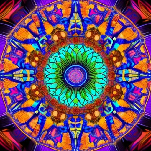Colorful Art Nouveau Butterfly Mandala