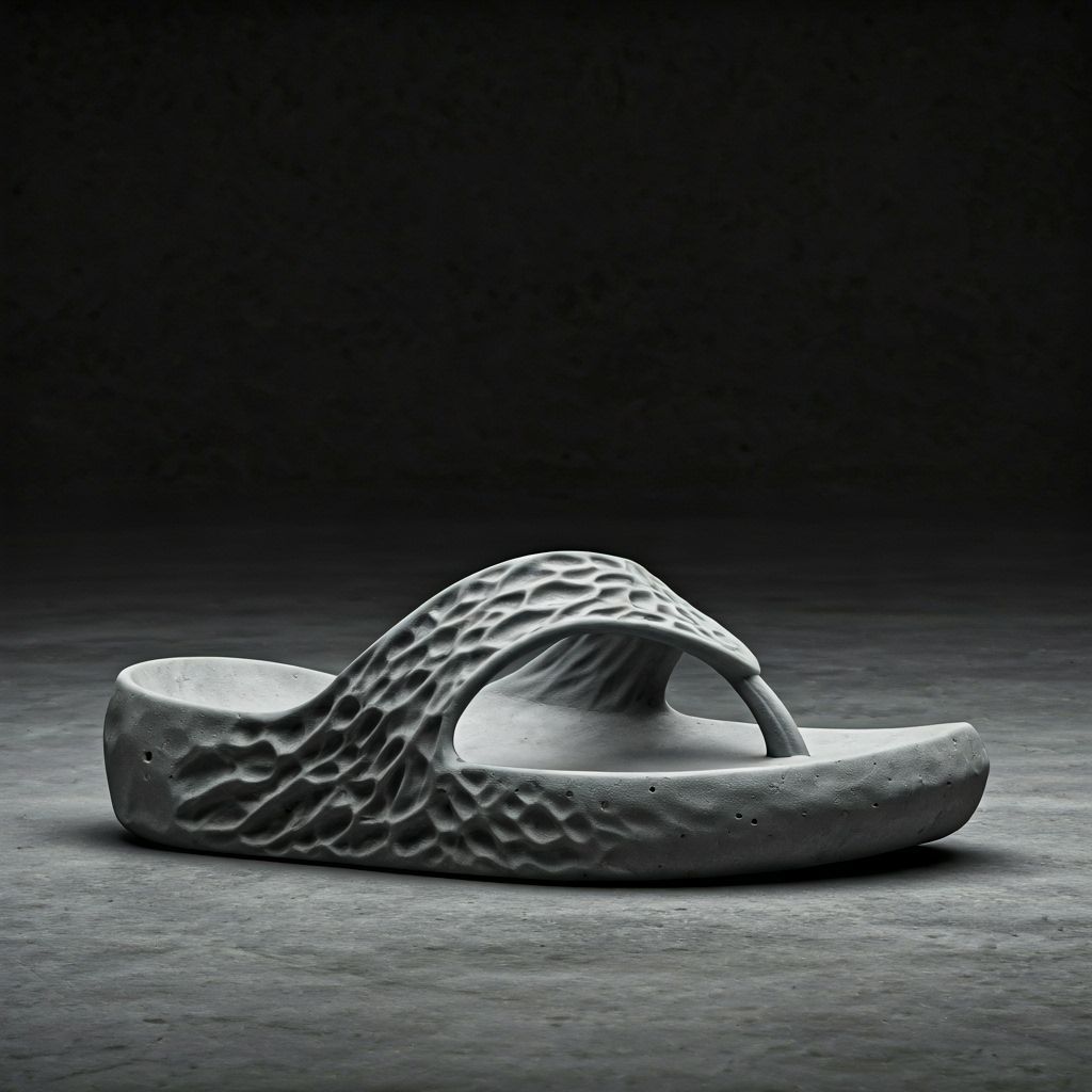 Concrete Flip-Flop Sculpture with Organic Textures