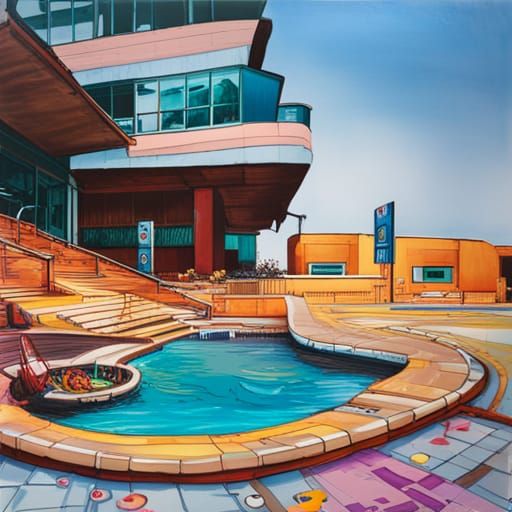 Seoul Swimming Pool in Splash Art Style