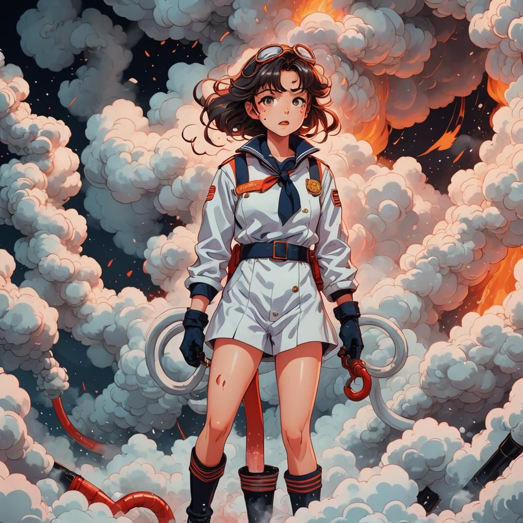 Sailor Girl in Foamy Retro Anime Scene