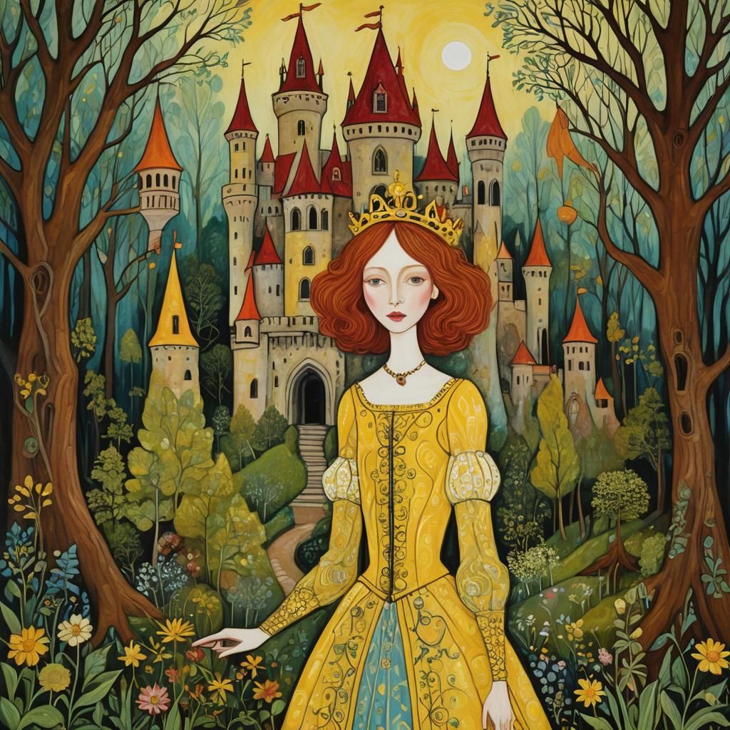 Ethereal Queen in Naive Art Brut Fairytale