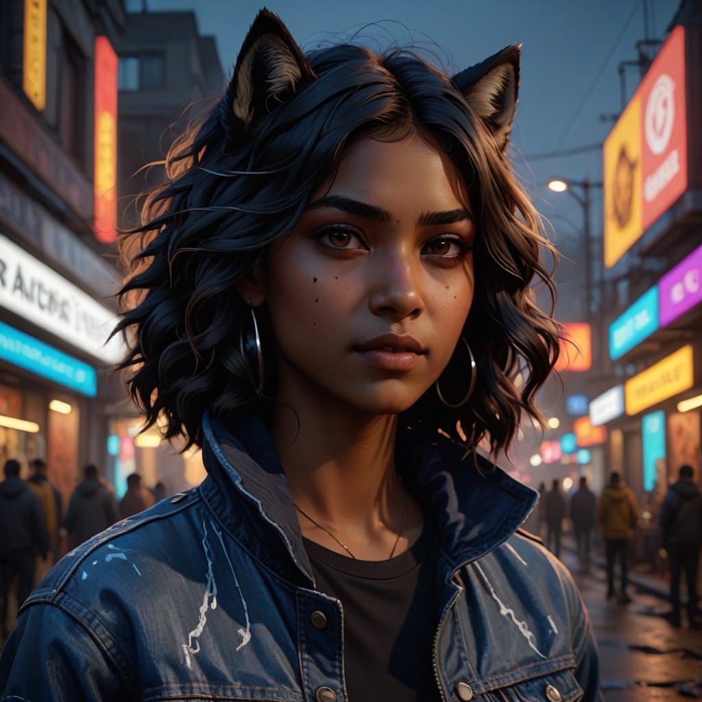 Indian Girl with Wavy Wolf Cut Hair in Delhi Winter