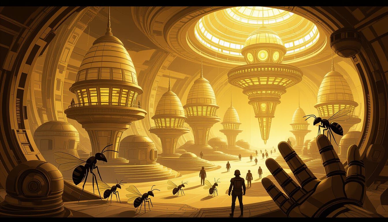 Futuristic Ant Civilization in Art Deco Style