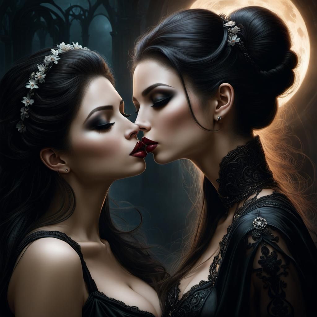 Dark Fantasy: Two Women Kissing