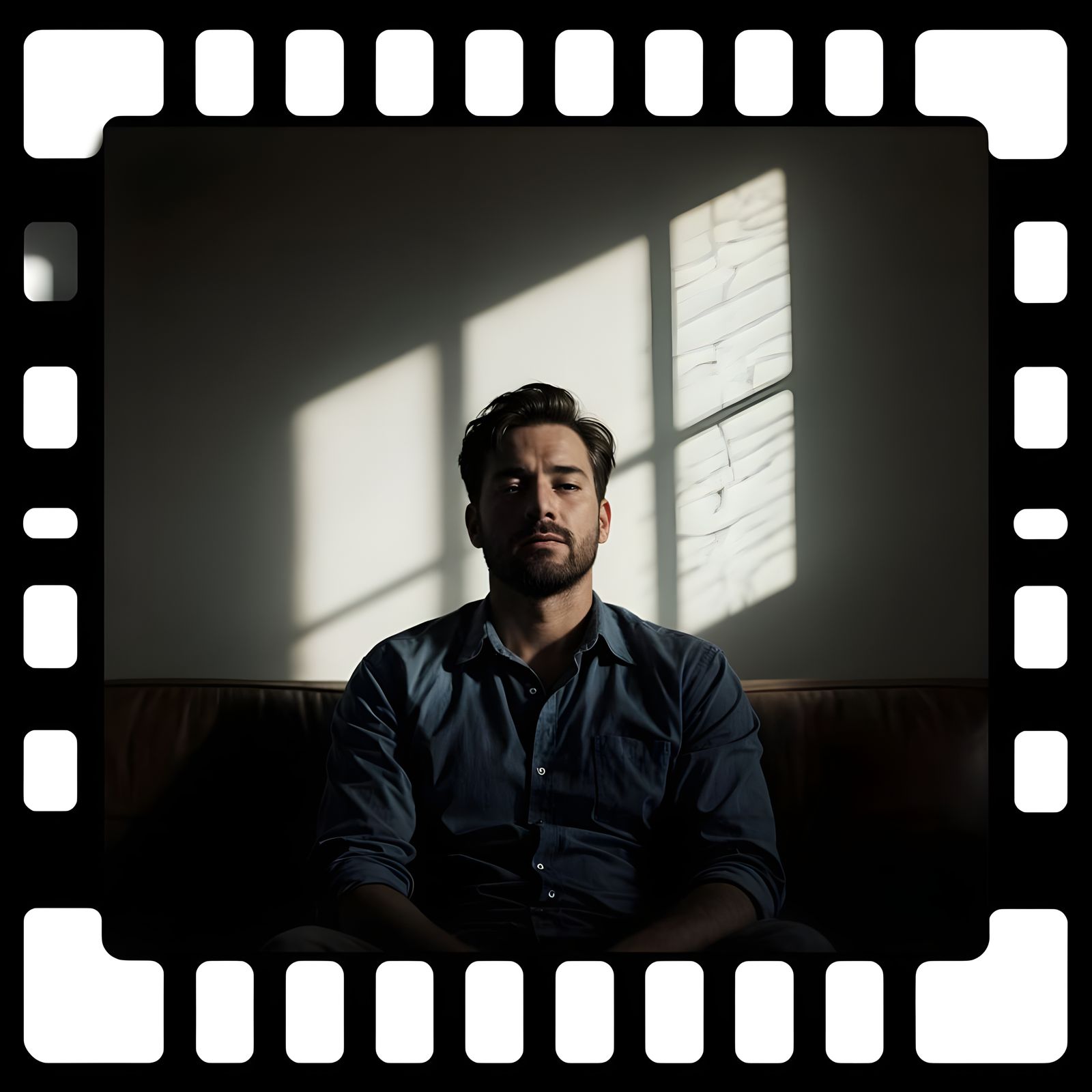 Man Recounts Love Stories in Dramatic Cinematic Film Still