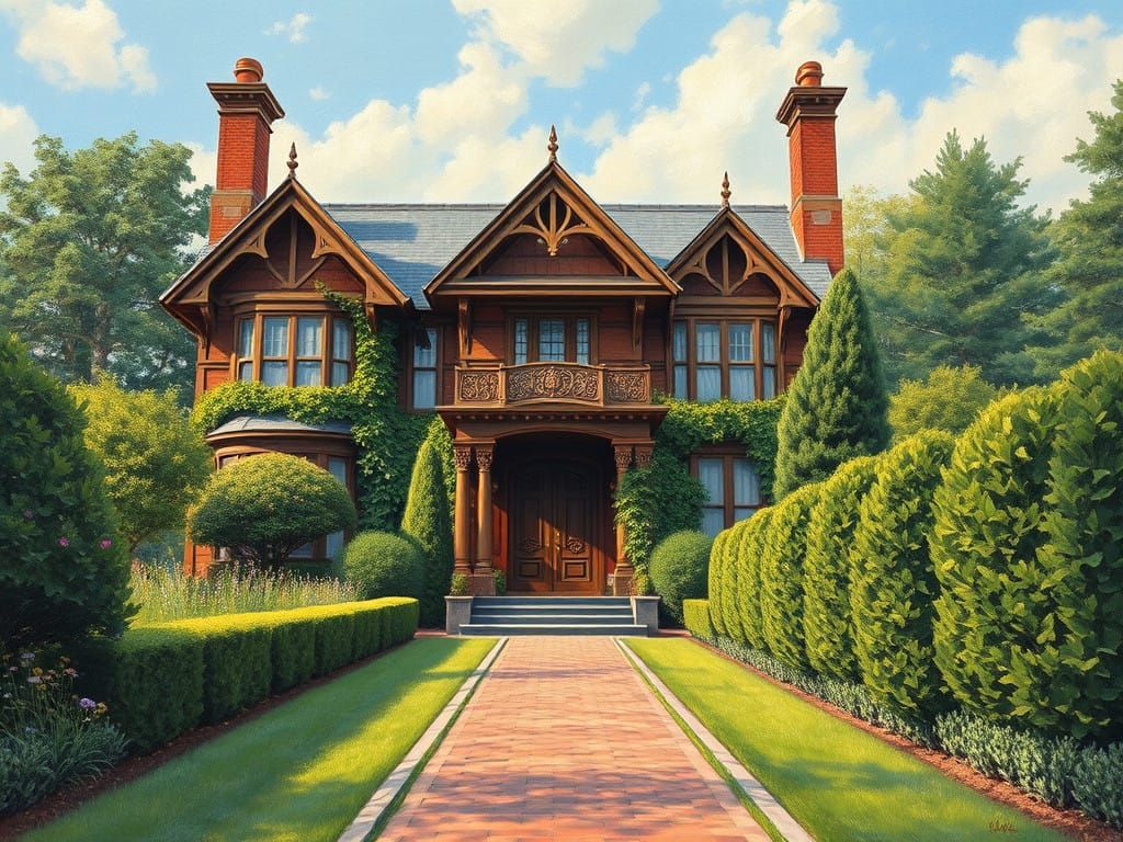 Elegant Victorian Estate in Whimsical Neo-Impressionist Styl...