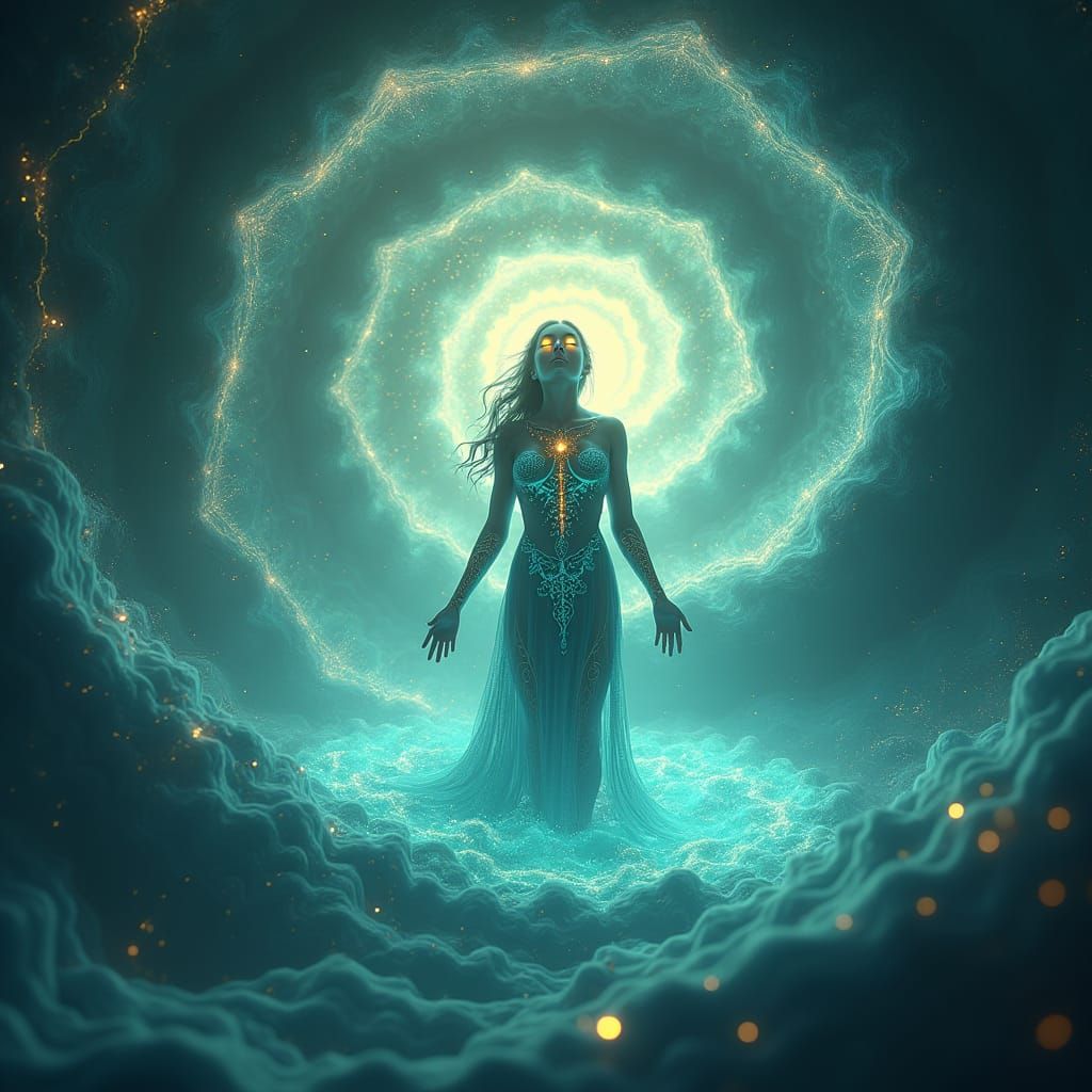 Ethereal Woman with Universal Money Flow Energy