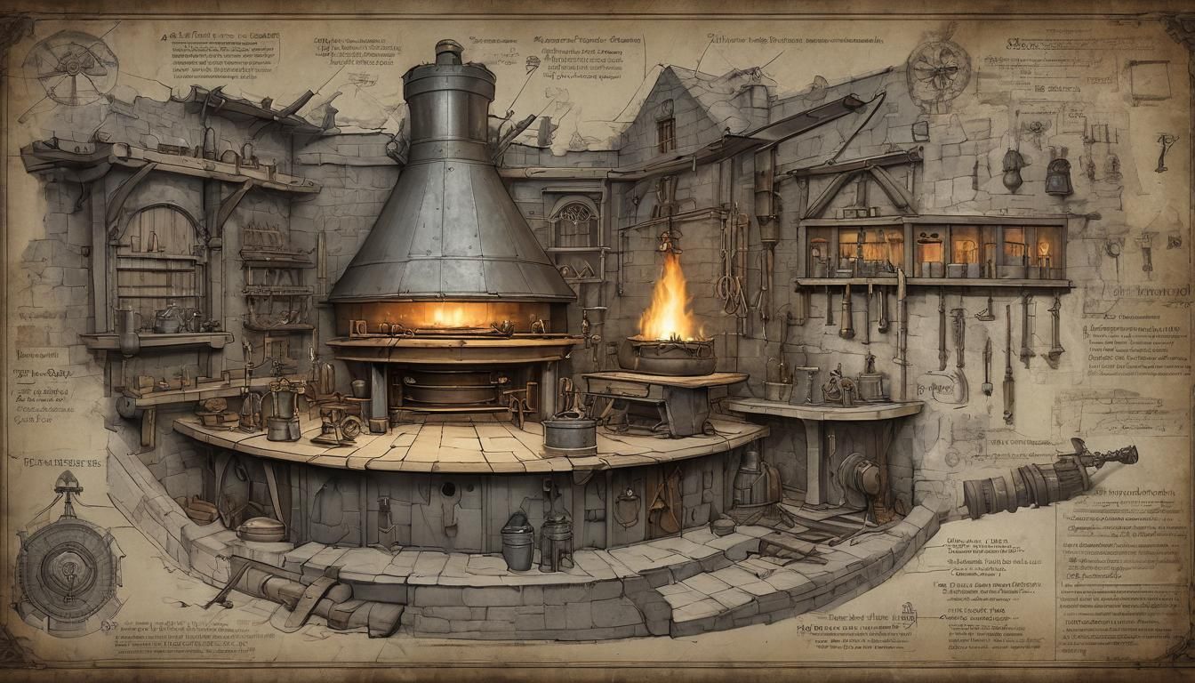 Blacksmith's Forge Blueprint with Compass Rose