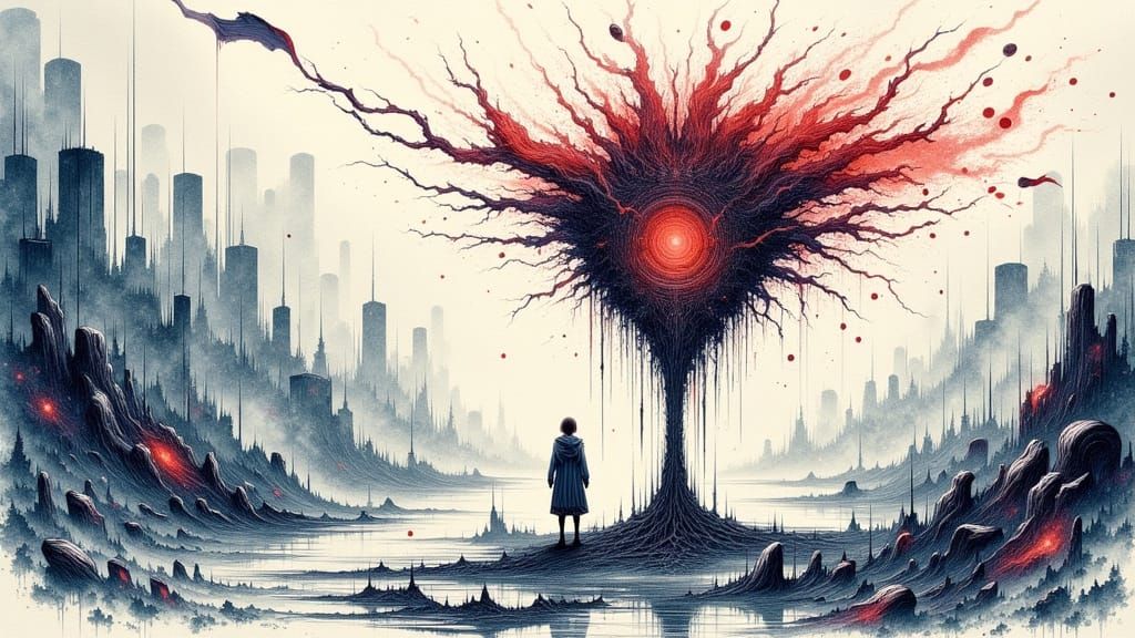 Surreal Watercolour Painting of Inner Turmoil