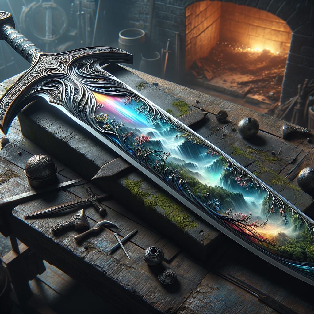 Ancient Nature's Fury: Intricate Sword of Earthly Essence