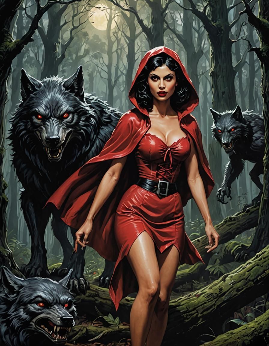 Red Riding Hood Pin-Up with Werewolf