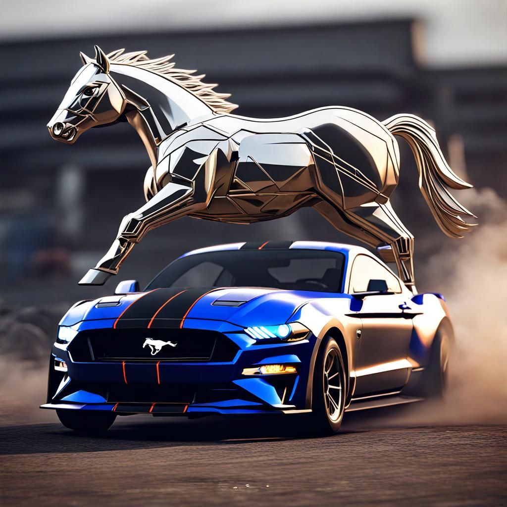 Ford Mustang Drifting Horse Logo in 3D