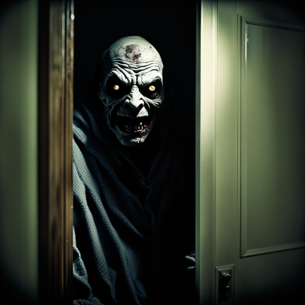 Creepy Boogeyman Emerging from Closet in the Dark