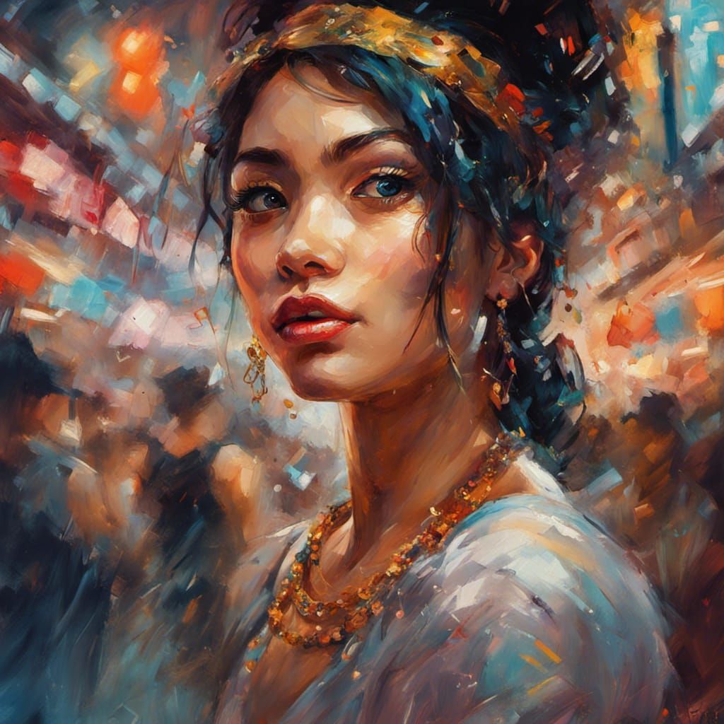 Carnival Woman: Impressionistic Masterpiece by Alice X. Zhan...