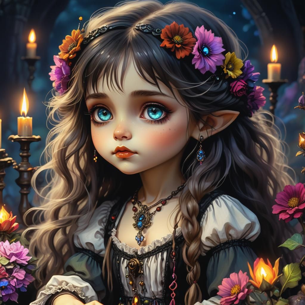 Chibi Gypsy in Gothic Bohemian Dreamscape