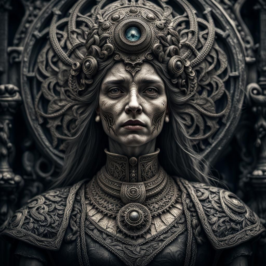 Horrific Demonic Woman of Darkness in Hyperrealistic Style