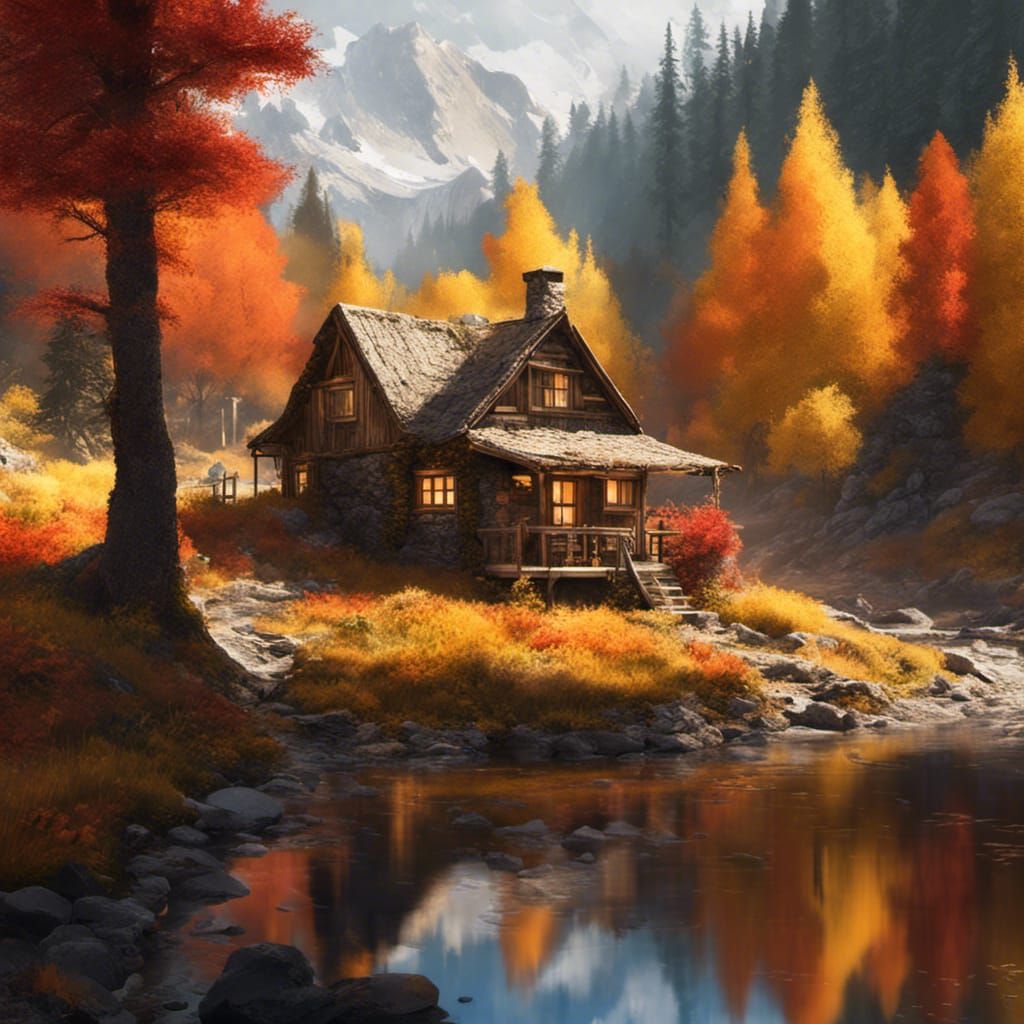 Cozy Crochet Cabin by Mountain Stream