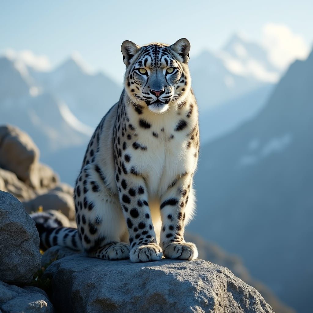 Snow Leopard in Swiss Alps: Ethereal Fantasy