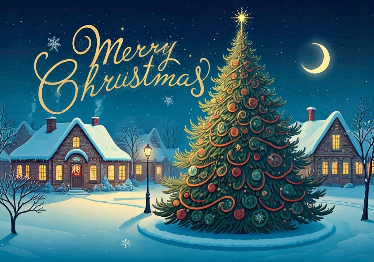 Whimsical Christmas Village in Art Nouveau Style