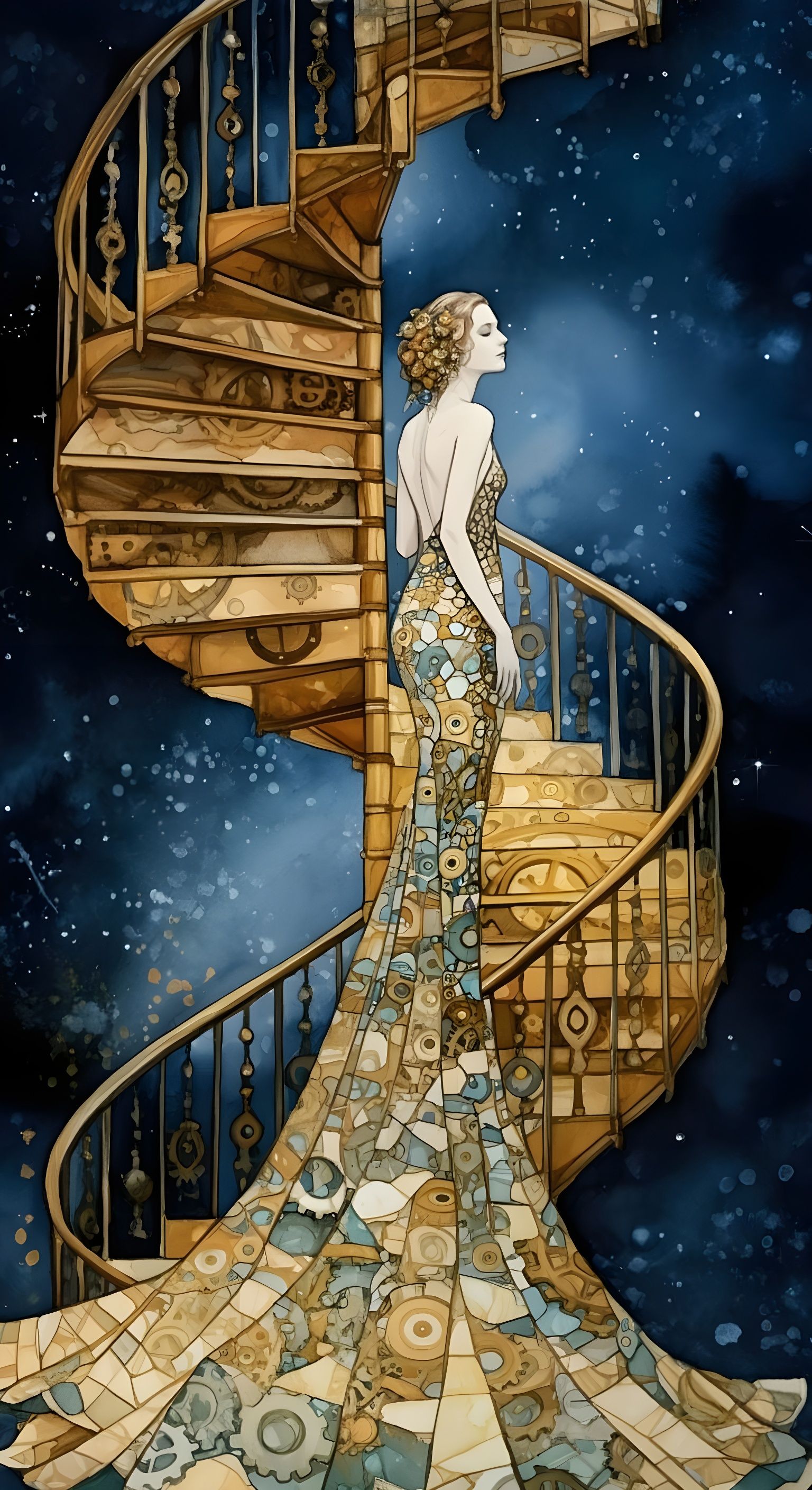 Art Deco Goddess Ascends to Celestial Realms in Ethereal Spl...