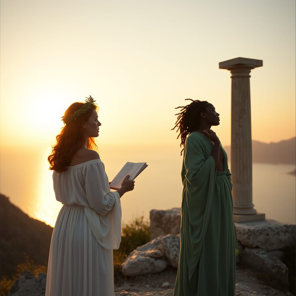 Greek Poetess Recites Poetry at Golden Hour