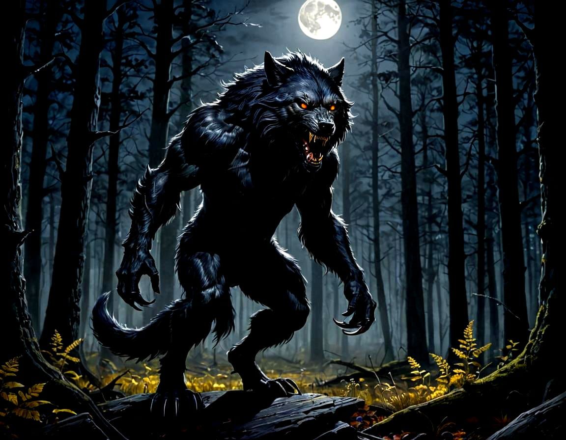 Fearsome Werewolf in Dark Forest