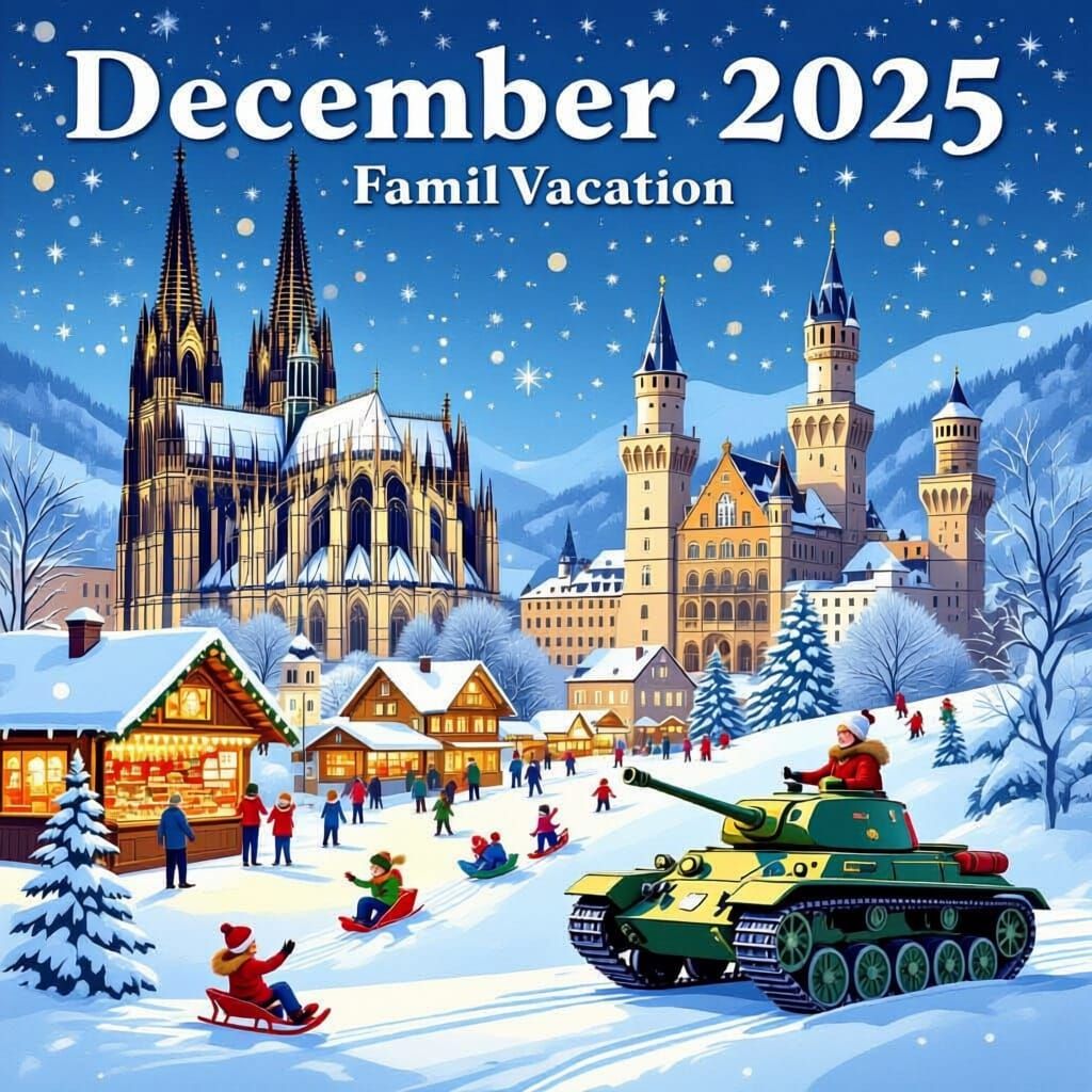 German Winter Vacation Poster with Castles and Markets