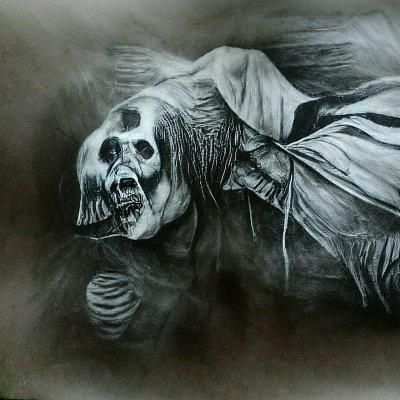 Charcoal Drawing of Death in Horror Style