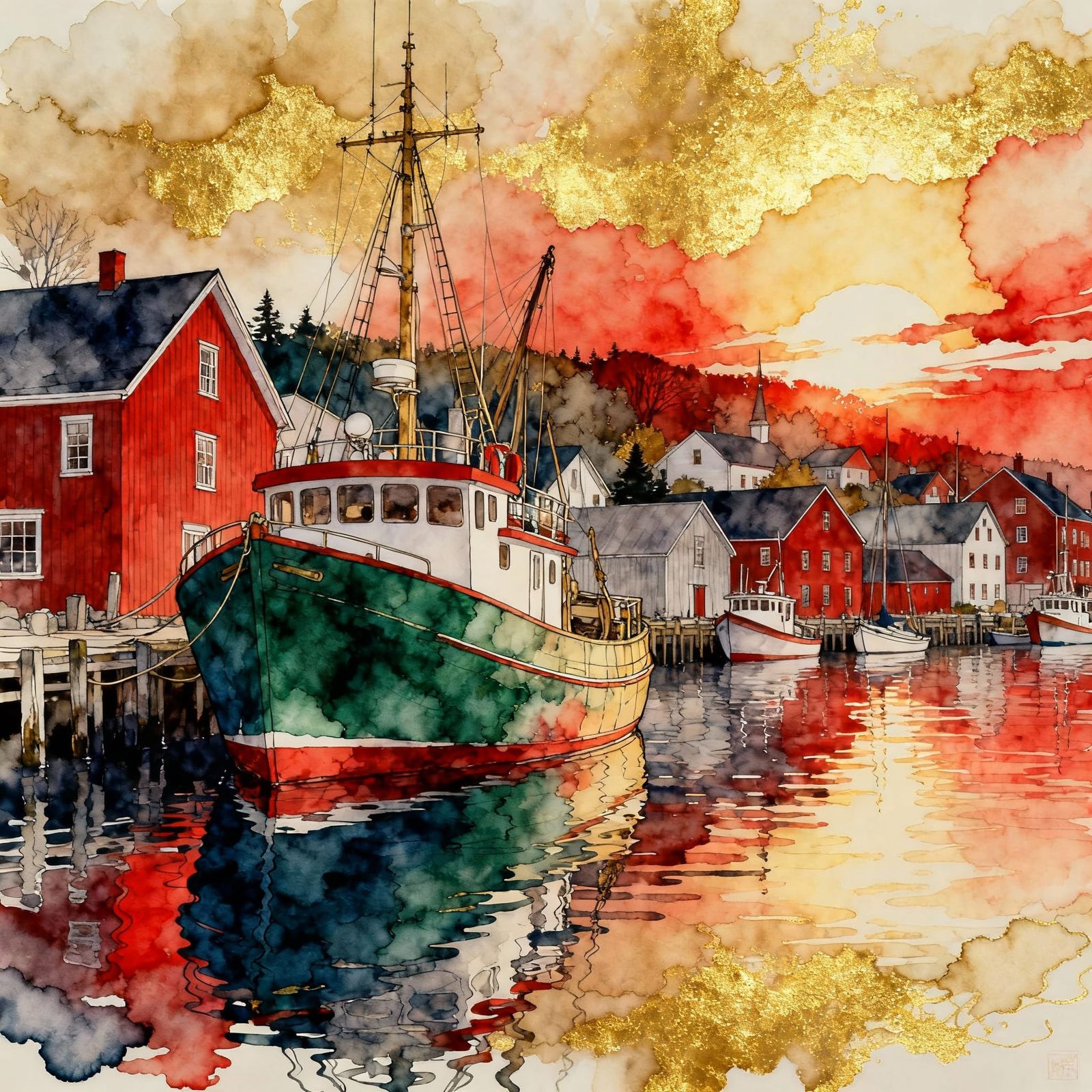 Golden hour in the port of Lunenburg, Nova Scotia, Canada