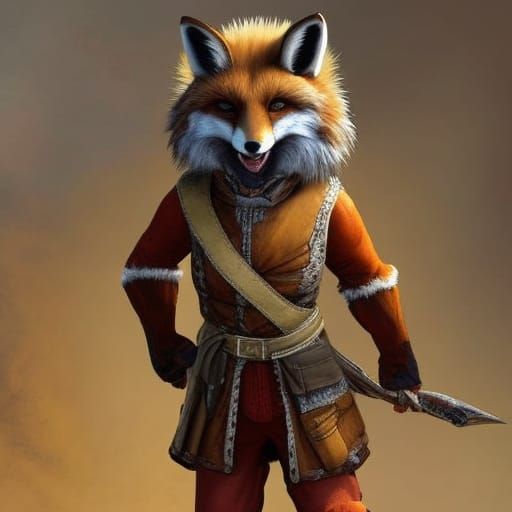 Fox Traveler in Medieval Steampunk Style