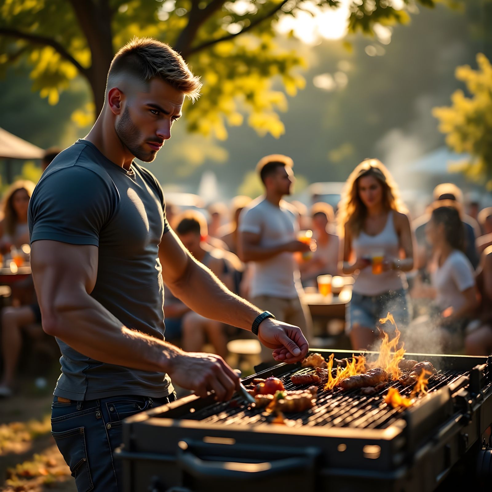 Memorial Day Cookout in Cinematic Comic Style