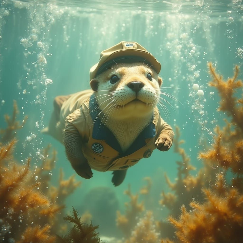 Sea Otter Mail Carrier in Whimsical Style
