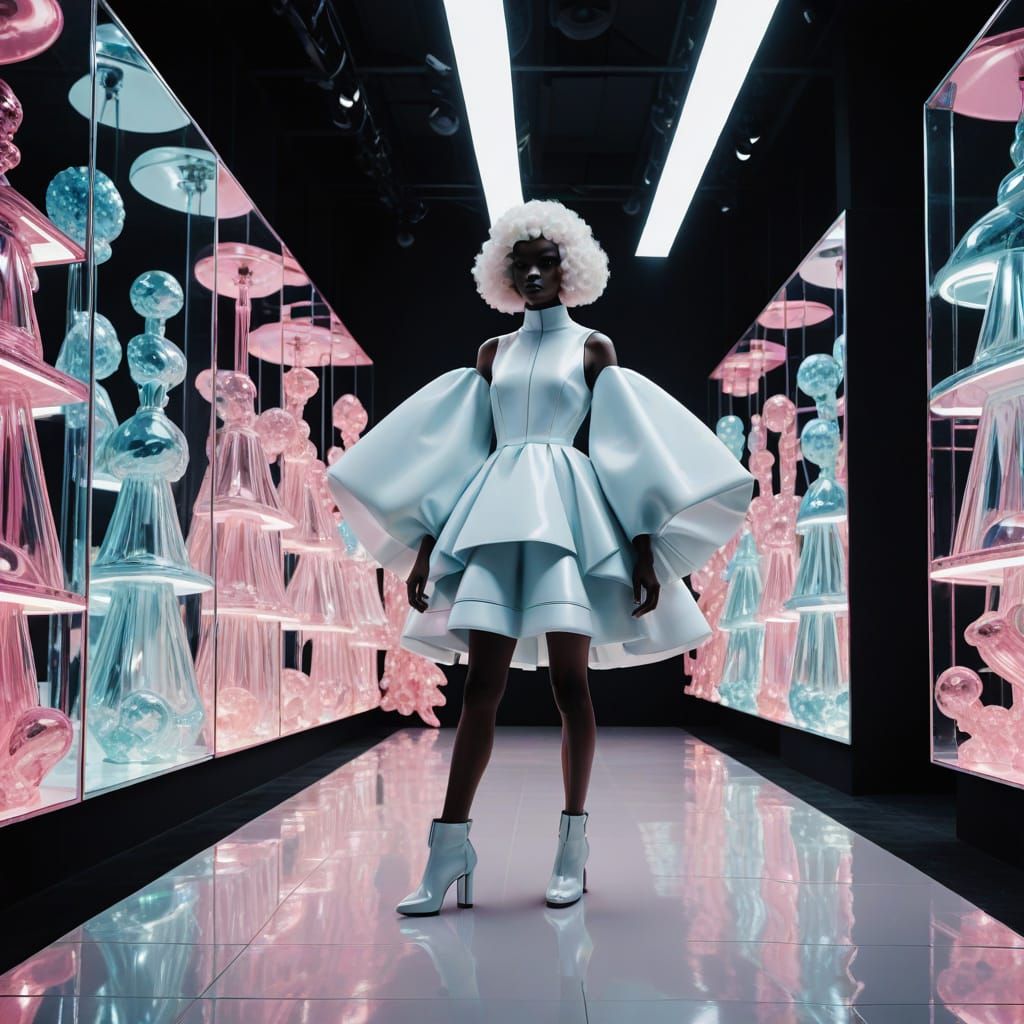 Elegant Poodle in Avant-Garde Fashion Defies Gravity