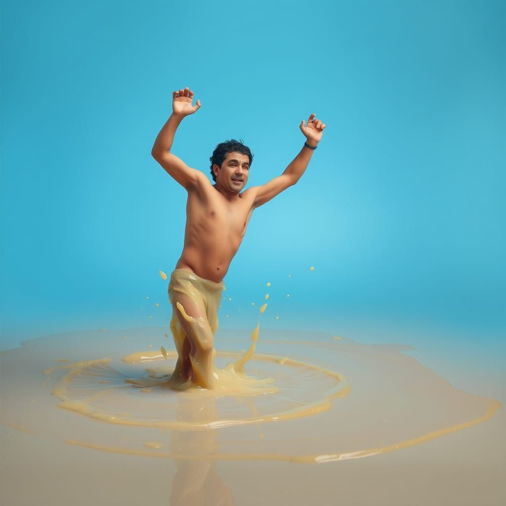 Man Struggling to Escape Sticky Situation