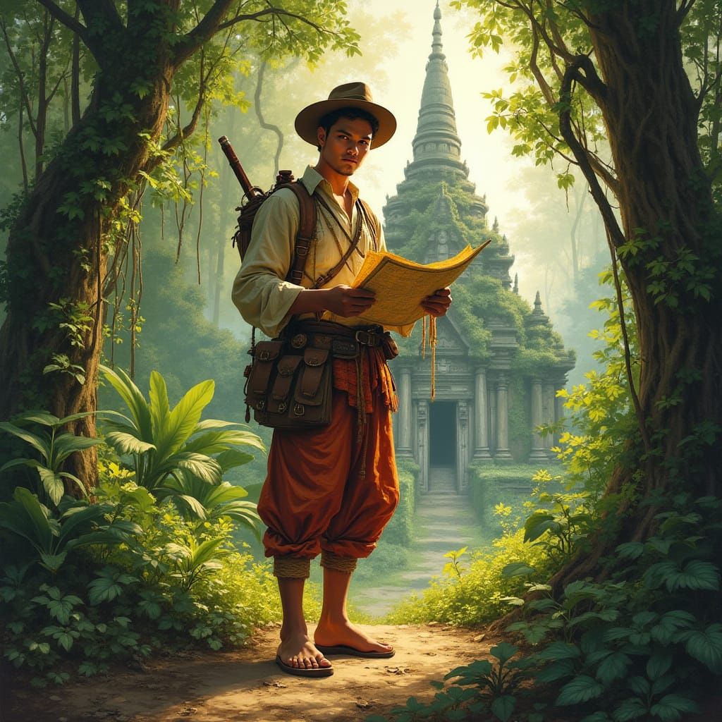Thai Explorer Uncovers Ancient Jungle Temple as Oil Painting