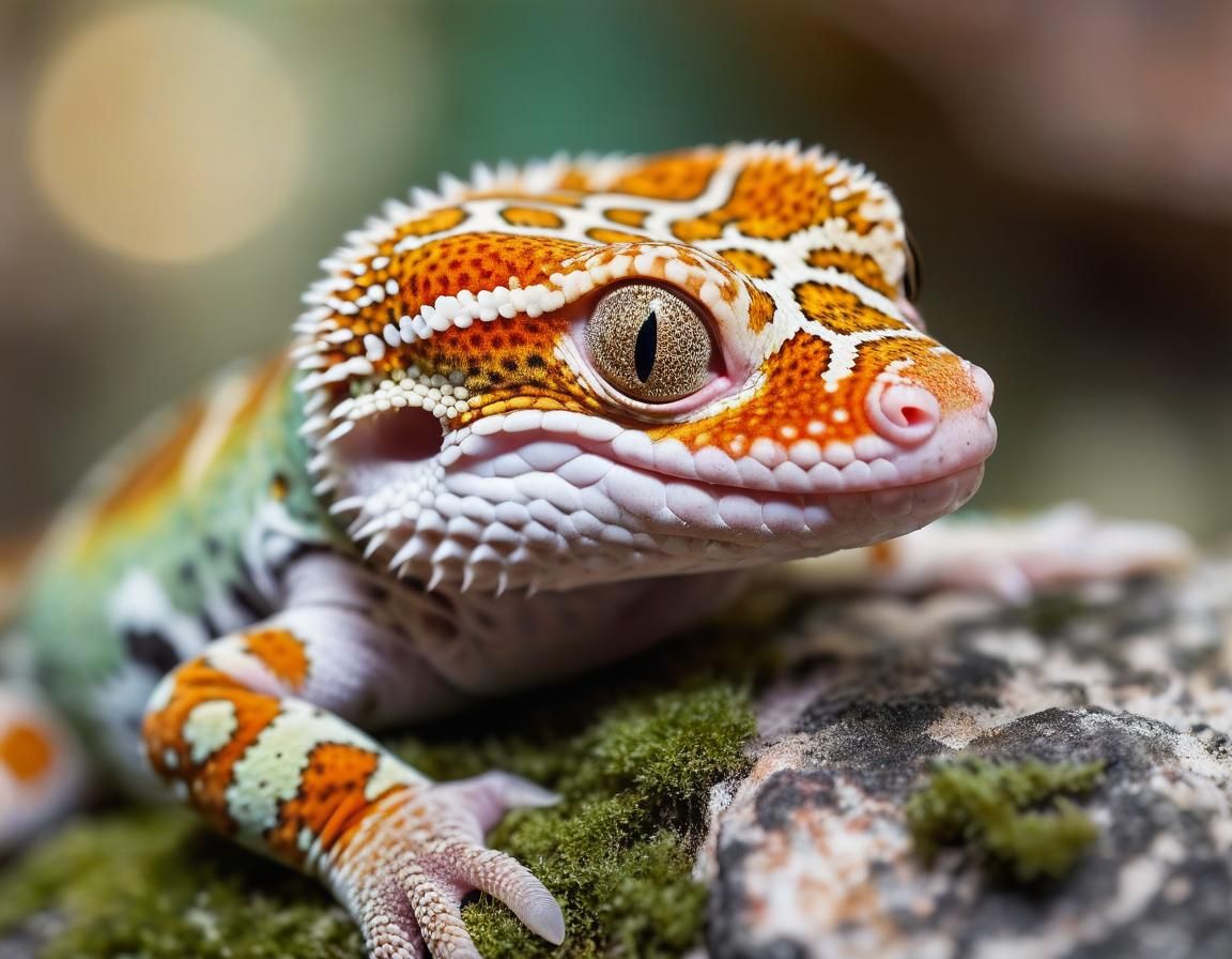 Leopard Gecko Emerald Scales in Macro Photography