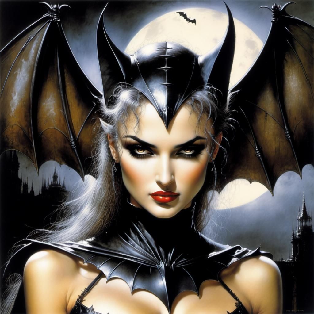 Bat Girl: Dark Fantasy Illustration in Royo Style